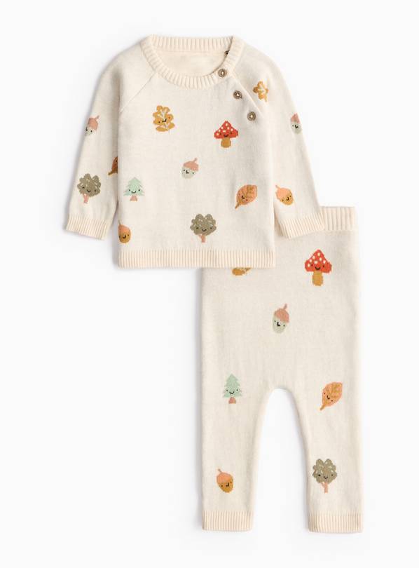 Oatmeal Autumn Friends Knitted Jumper & Bottoms 9-12 months